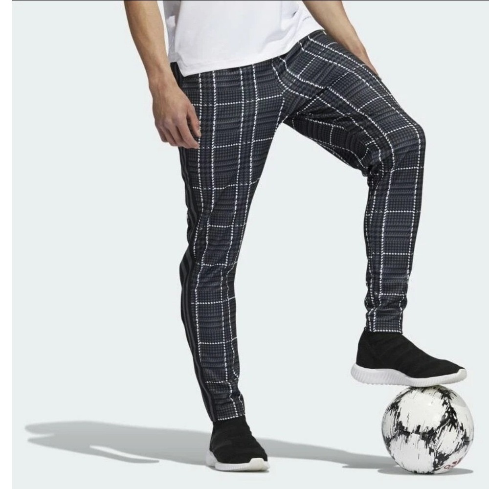 Adidas M‎ Tiro Tartan Pants Grey Five Plaid Soccer Track Pants HF2236 Mens Small